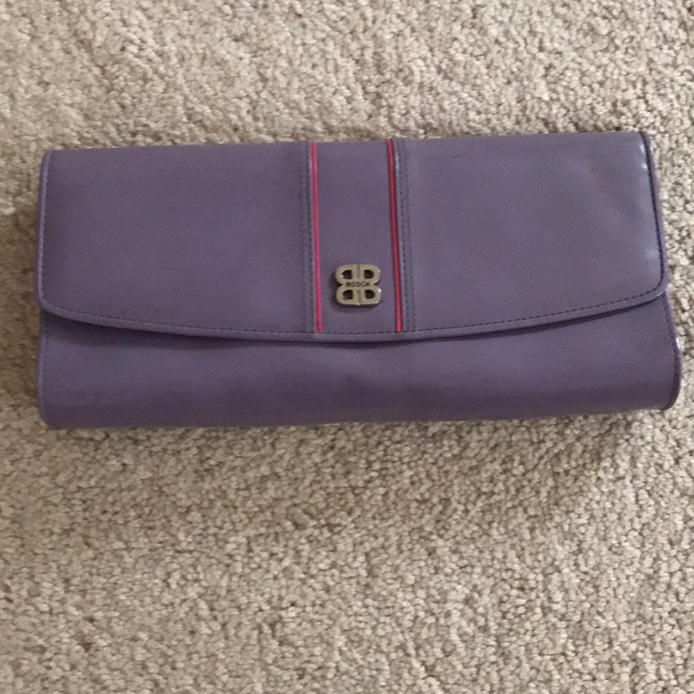 Bosca Evening lavender/pink clutch